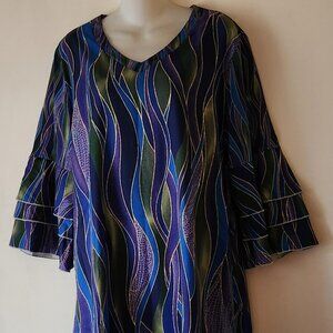Beautiful dress sz XL purple green stripes NWOT